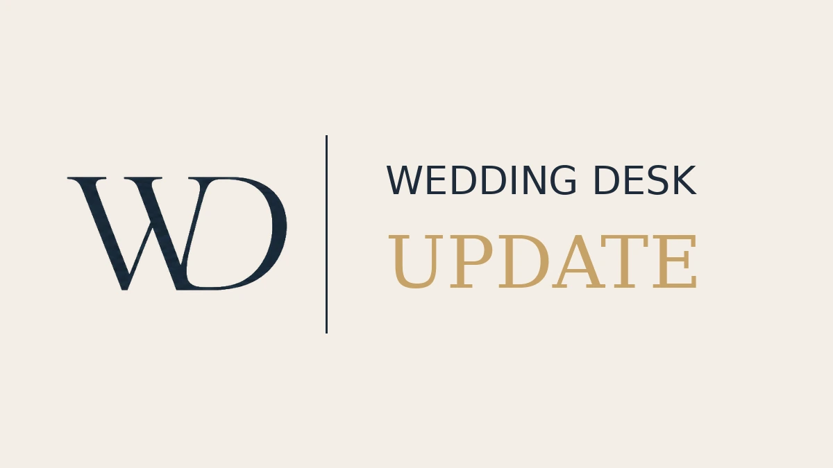 Wedding Desk update banner with the Wedding Desk logo and the word Update.